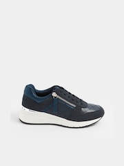 Yours Curve Blue Wide Fit Quilted Wedge Trainers - Image 3 of 5