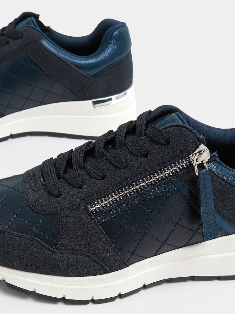 Yours Curve Blue Wide Fit Quilted Wedge Trainers - Image 5 of 5