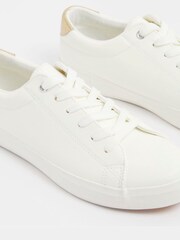 Yours Curve White Extra Wide Fit Faux Leather Lace-Up Trainers - Image 5 of 5