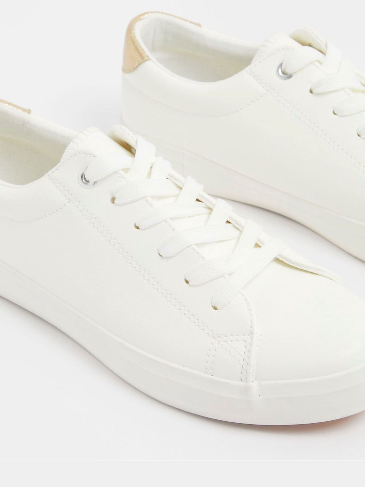 Yours Curve White Extra Wide Fit Faux Leather Lace-Up Trainers - Image 5 of 5