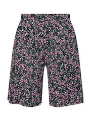 Yours Curve Black Floral Jersey Crinkle Shorts - Image 5 of 5