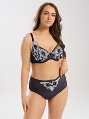 Yours Curve Purple Embroidered Non-Padded Bra - Image 3 of 7