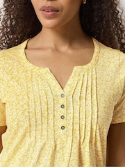 M&Co Yellow Floral Cotton Henley Top - Image 4 of 5