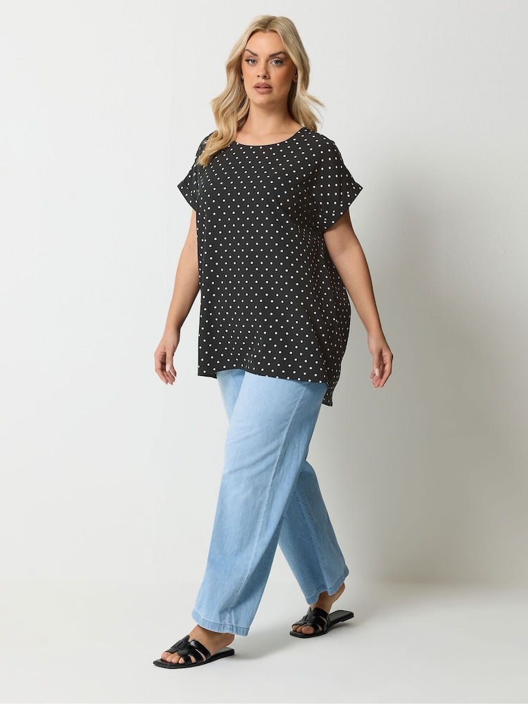 Yours Curve Black Easy Grown On Sleeve Top - Image 2 of 5 Yours Curve Black Easy Grown On Sleeve Top - Image 2 of 5