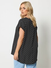 Yours Curve Black Easy Grown On Sleeve Top - Image 3 of 5