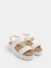 Yours Curve White Extra-Wide Fit Faux Leather Padded Wedge Sandals - Image 2 of 3