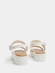 Yours Curve White Extra-Wide Fit Faux Leather Padded Wedge Sandals - Image 3 of 3
