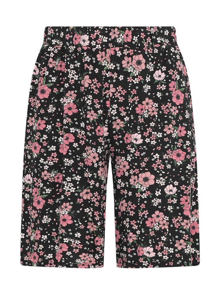 Yours Curve Black Floral Ditsy Shorts - Image 5 of 5