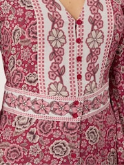 Long Tall Sally Red Floral Long Sleeve Button Through Maxi Dress - Image 4 of 5