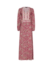 Long Tall Sally Red Floral Long Sleeve Button Through Maxi Dress - Image 5 of 5