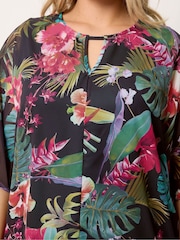 Yours Curve Black Keyhole Detail Lined Tunic - Image 4 of 5