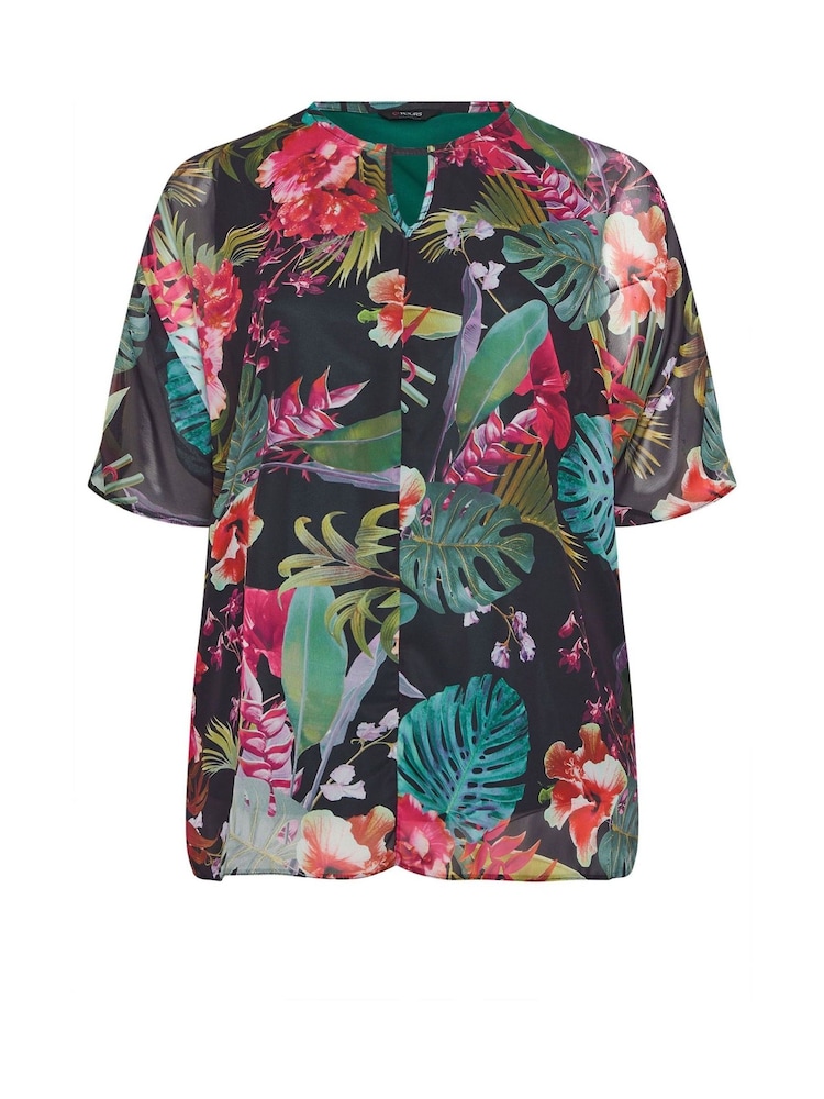 Yours Curve Black Keyhole Detail Lined Tunic - Image 5 of 5