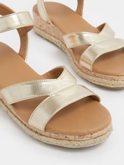 Yours Curve Gold Wide Fit V Cut Plaited Wedge Sandals - Image 5 of 5