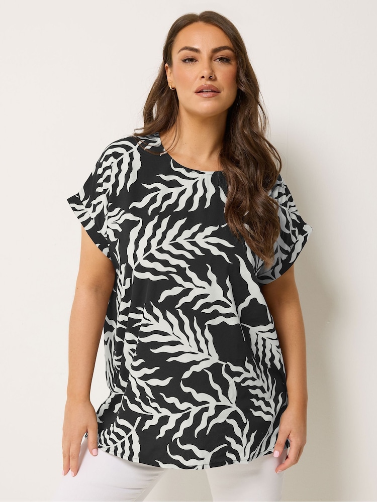 黑色鍍鉻 - Yours Curve Easy Grown On Sleeve Top - 圖片 1/5