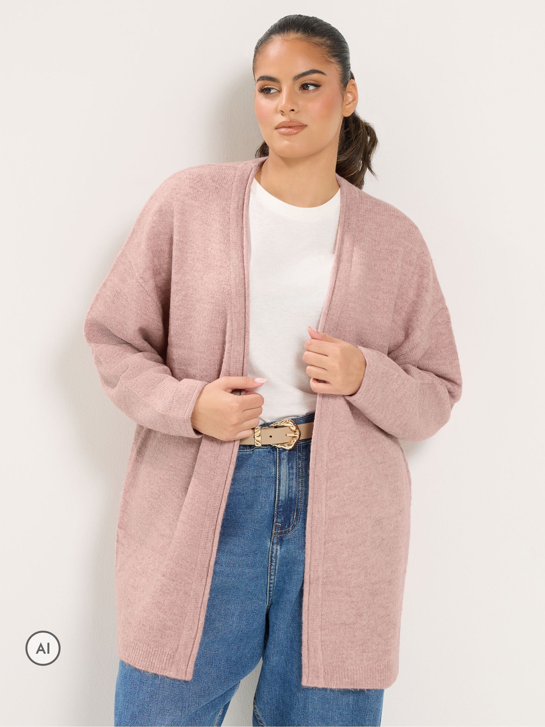 Yours Curve Women's Pink Soft Touch Cardigan
