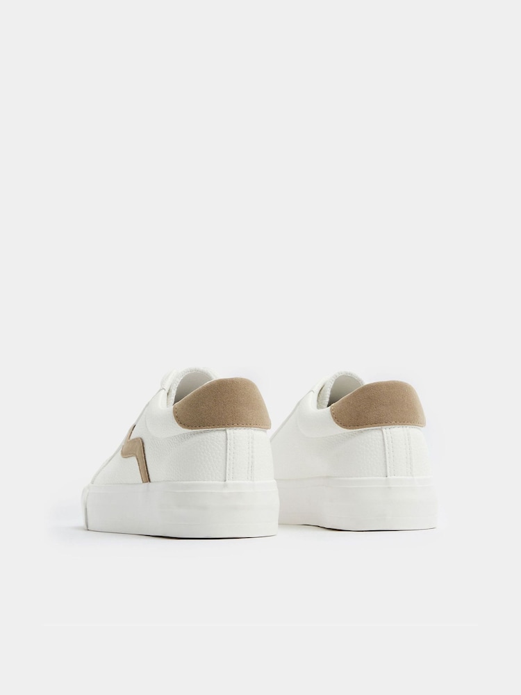 Yours Curve White Extra Wide Fit Faux Leather Trainers - Image 2 of 2