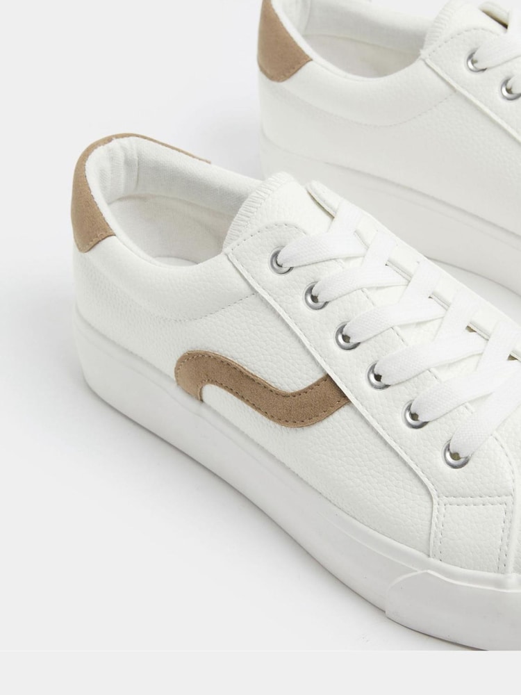 Yours Curve White Extra Wide Fit Faux Leather Trainers - Image 5 of 5
