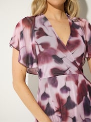 Long Tall Sally Pink Floral Mesh Wrap Maxi Dress - Image 4 of 5