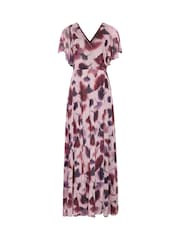 Long Tall Sally Pink Floral Mesh Wrap Maxi Dress - Image 5 of 5