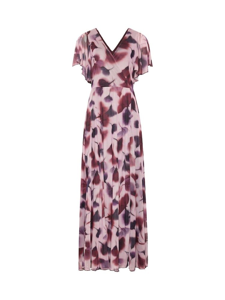 Long Tall Sally Pink Floral Mesh Wrap Maxi Dress - Image 5 of 5