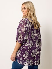 Yours Curve Purple Keyhole Detail Lined Tunic - Image 3 of 5