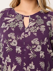 Yours Curve Purple Keyhole Detail Lined Tunic - Image 4 of 5