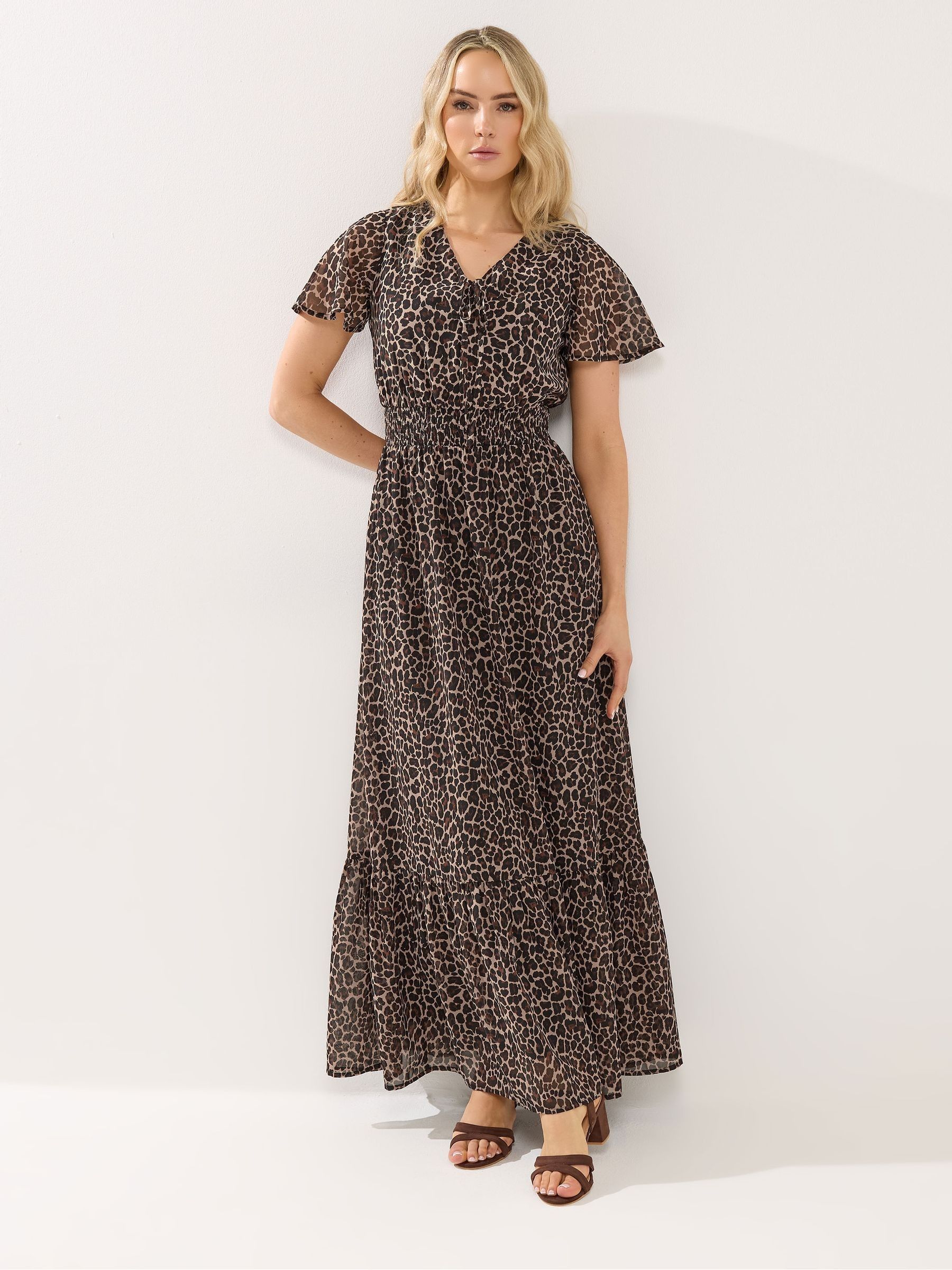 animal print maxi dress Plus Size Leopard Print Surplice Maxi Dress Leopard Print / 4XL