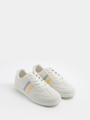 Yours Curve White Extra Wide Fit Retro Stripe Trainers - Image 2 of 5