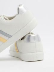 Yours Curve White Extra Wide Fit Retro Stripe Trainers - Image 4 of 5