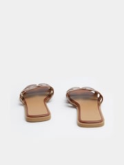 Yours Curve Dark Brown Extra Wide Fit Cut Out Mule Sandals - Image 2 of 2