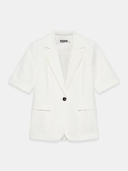 Mint Velvet Cream Linen Blend Short Sleeve Blazer - Image 5 of 6