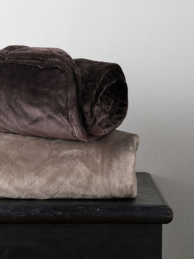 The Set 2 Pack Chocolate/Natural Fleece Throws - Image 1 of 6 The Set 2 Pack Chocolate/Natural Fleece Throws - Image 1 of 6