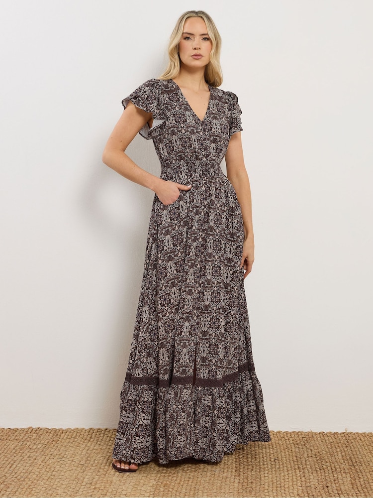 Long Tall Sally Brown Button Through Maxi Dress - Image 2 of 5