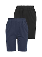 Yours Curve Black Cool Cotton Shorts 2 Pack - Image 6 of 8