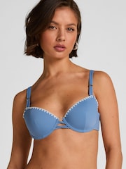 Hunkemoller Blue Joburg Bikini Top - Image 1 of 5