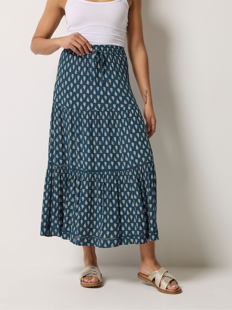 M&Co Aztec Print Tiered Maxi Skirt - Afbeelding 1 van 5 M&Co Aztec Print Tiered Maxi Skirt - Afbeelding 1 van 5