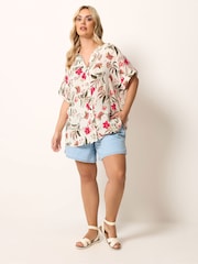 Yours Curve White Button Yoke Detail Blouse - Image 2 of 5