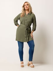 Yours Curve Green Belted Tunic Shirt - Image 2 of 5