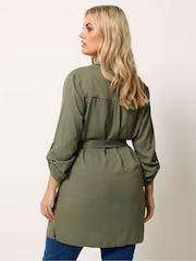 Yours Curve Green Belted Tunic Shirt - Image 3 of 5