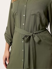 Yours Curve Green Belted Tunic Shirt - Image 4 of 5