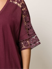 Yours Curve Red Crochet Sleeve Kimono - Image 4 of 5