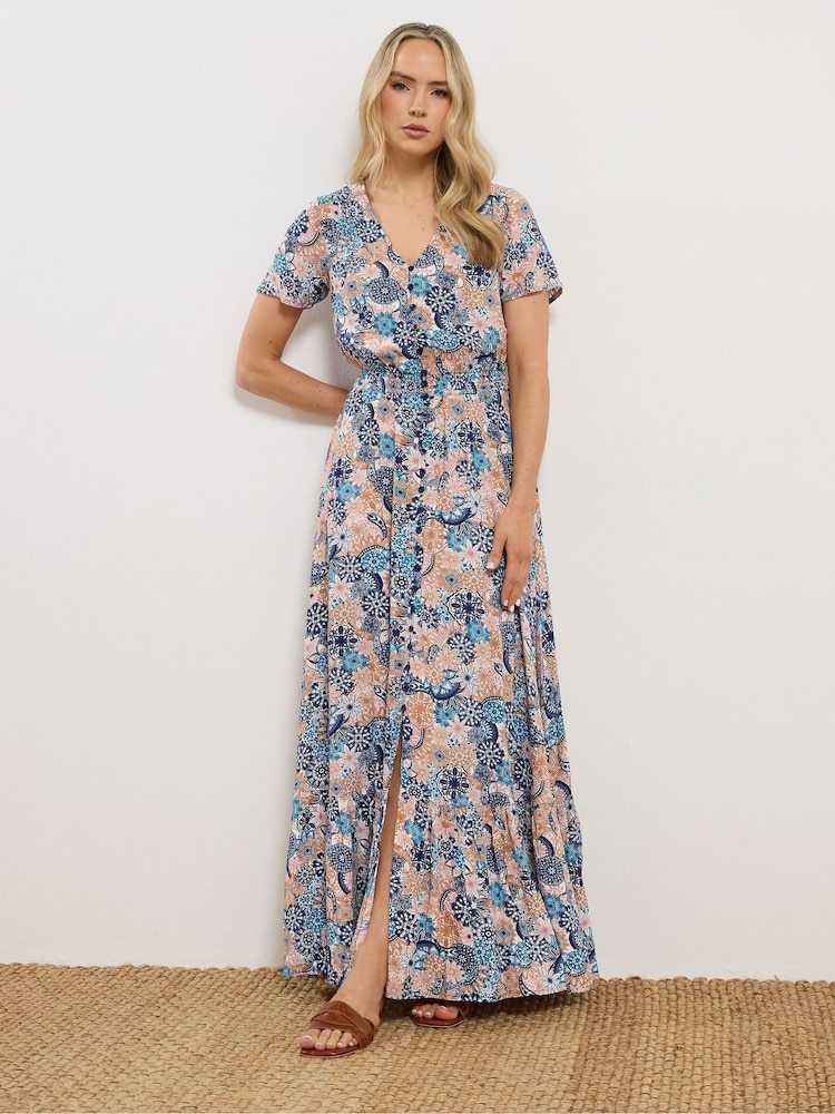 Long Tall Sally Blue Button Through Maxi Dress - Image 1 of 5
