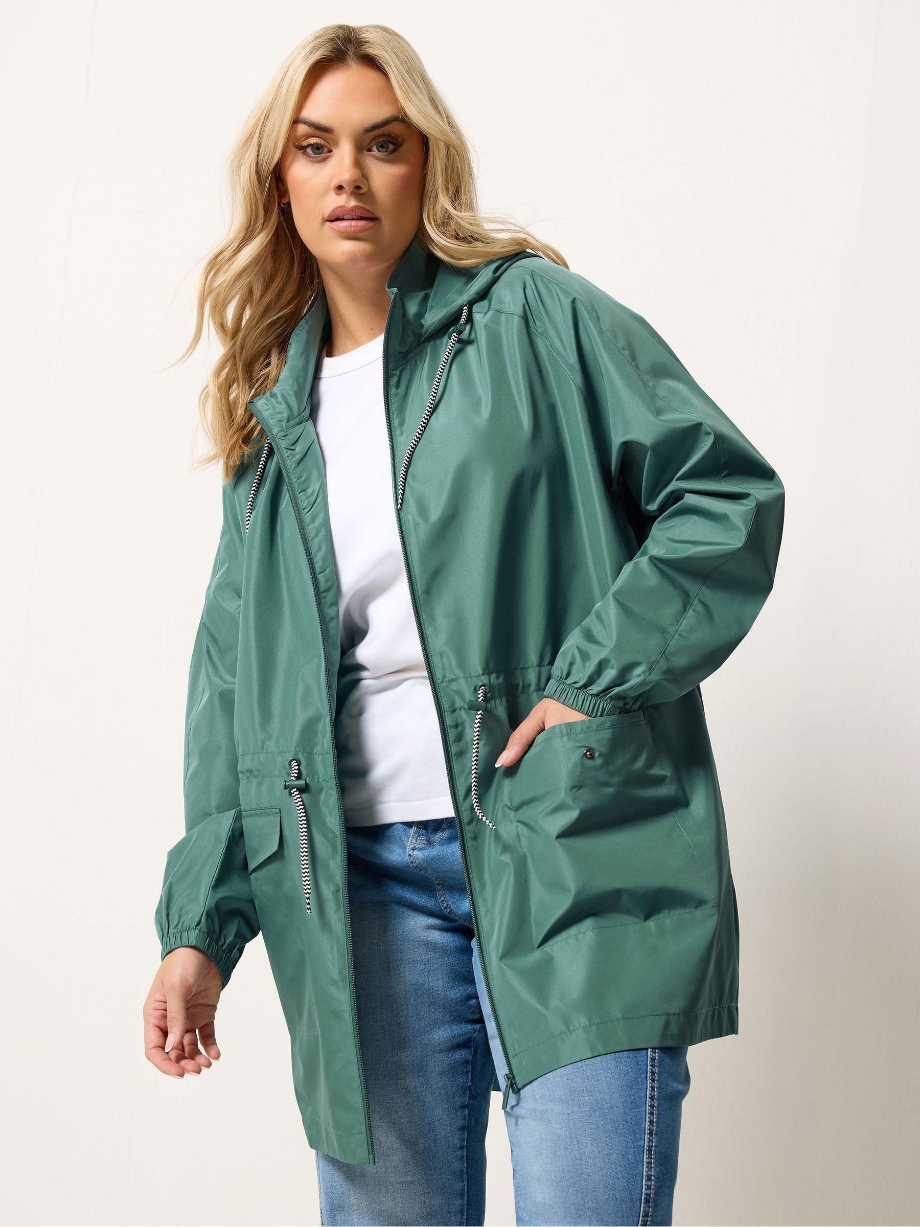 Yours Curve Women's Light Green Showerproof Lightweight Jacket