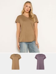 حزمة من 2 تيشرتات برقبة سبعة من Long Tall Sally - صورة 1 من 8