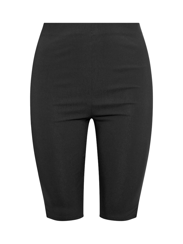 Yours Curve Black Bengaline Pedal Pusher Shorts - Image 6 of 6