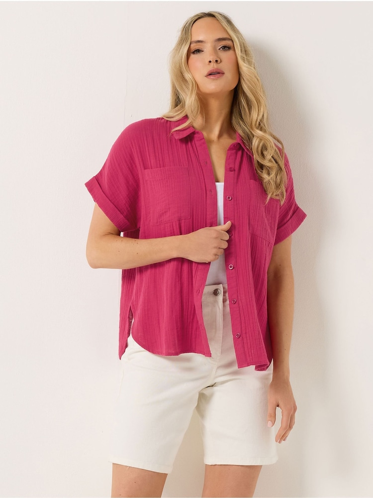 Long Tall Sally Red Cheesecloth Grown On Sleeve Shirt - Image 1 of 5