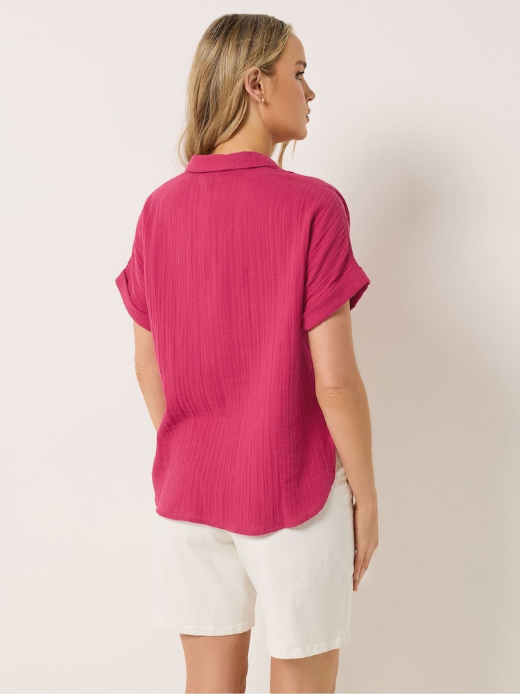 Long Tall Sally Red Cheesecloth Grown On Sleeve Shirt - Image 2 of 5