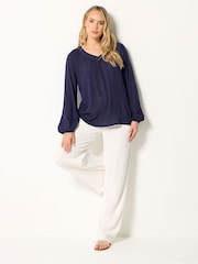 Long Tall Sally Blue Deep V-Neck Crinkle Top - Image 2 of 5