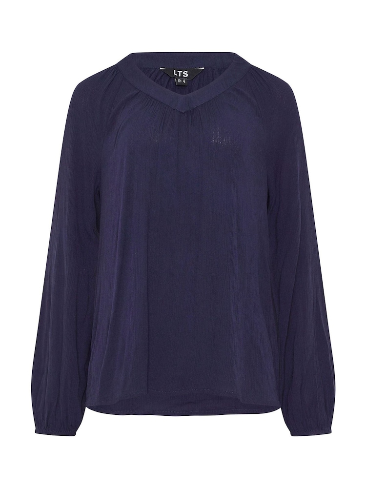 Long Tall Sally Blue Deep V-Neck Crinkle Top - Image 5 of 5