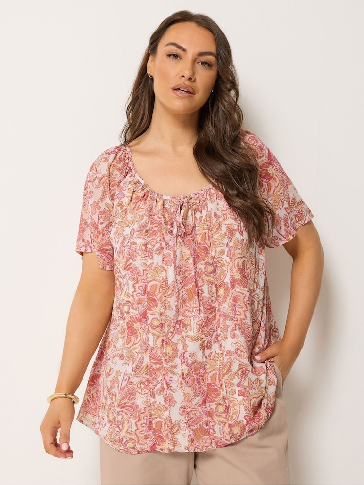 Rosa - Blusa con pinzas estilo boho de Yours Curve - Imagen 1 de 5